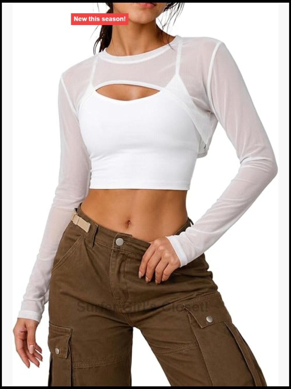 Sheer Mesh Bolero Shrug Long Sleeve Crop Top Asymmetrical Cutout